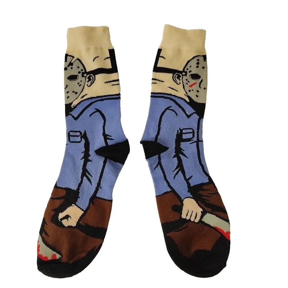 Halloween Friday 13th Jason Michael Myers Movies 2 Pair Men Sz 6-12 Socks NWOT